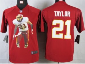 Nike youth Washington Red Skins #21 Taylor Red Portrait Fashion Game Jersey