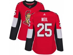 Women Adidas Ottawa Senators #25 Chris Neil Red Home Authentic Stitched NHL Jersey