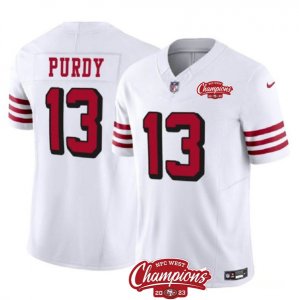 Men\'s San Francisco 49ers #13 Brock Purdy White 2023 F.U.S.E. NFC West Champions Alternate Football Stitched Jersey