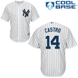 Men\'s Majestic New York Yankees #14 Starlin Castro Replica White Home MLB Jersey