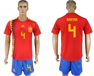 Spain 4 BARTRA Home 2018 FIFA World Cup Soccer Jersey