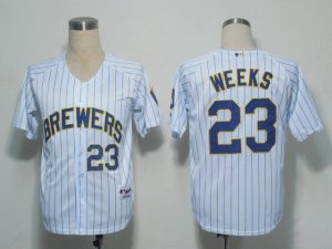 mlb milwaukee brewers #23 weeks white[blue strip]