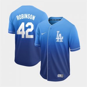 Dodgers #42 Jackie Robinson Blue Drift Fashion Jersey