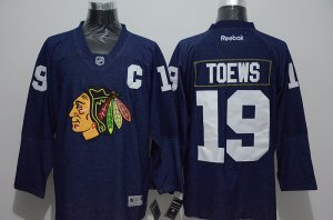 NHL Chicago Blackhawks #19 Jonathan Toews blue Jerseys(Denim)