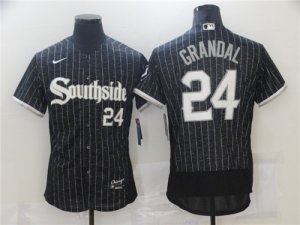 White Sox #24 Yasmani Grandal Black 2021 City Connect Flexbase Jersey