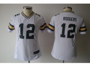 Women Nike Green Bay Packers #12 Rodgers white jerseys