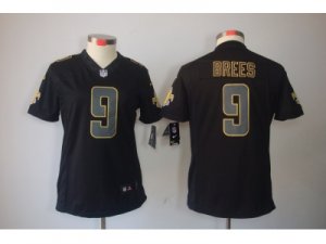 Nike Womens New Orleans Saints #9 Drew brees black jerseys[impact limited]