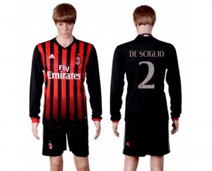 AC Milan #2 De Sciglio Home Long Sleeves Soccer Club Jersey