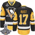 Mens Reebok Pittsburgh Penguins #17 Bryan Rust Premier Black Gold Third 2016 Stanley Cup Champions NHL Jersey