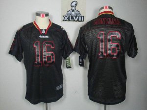 2013 Super Bowl XLVII Youth NEW NFL San Francisco 49ers 16 Joe Montana Black(Lights Out Elite Jerseys)