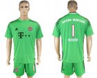2017-18 Bayern Munich 1 NEUER Green Goalkeeper Soccer Jersey