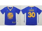A Golden State Warrlors #30 Stephen Curry Blue Short Sleeve Stitched Jerseys