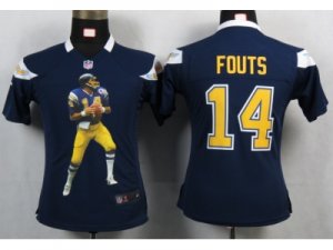 Nike Women San Diego Charger #14 Fouts Blue Portrait Fashion Game Jerseys