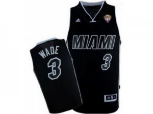 nba Miami Heat #3 Dwyane Wade Black With White2012 Fianls Revolution 30 Swingman