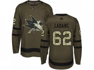 Men Adidas San Jose Sharks #62 Kevin Labanc Green Salute to Service Stitched NHL Jersey