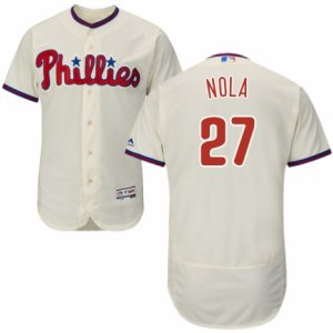 Men\'s Majestic Philadelphia Phillies #27 Aaron Nola Cream Flexbase Authentic Collection MLB Jersey