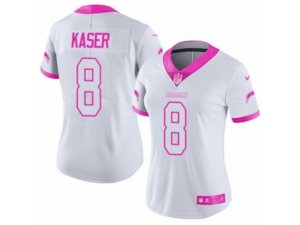 Women Nike Los Angeles Chargers #8 Drew Kaser Limited White Pink Rush Fashion NFL Jersey