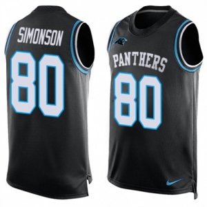 Mens Nike Carolina Panthers #80 Scott Simonson Limited Black Player Name & Number Tank Top NFL Jersey