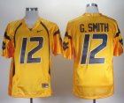 NCAA West Virginia Mountaineers Geno Smith #12 yellow College Football Jersey