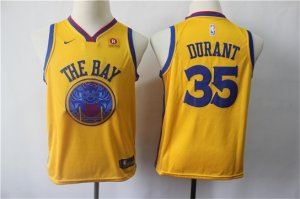 Warriors #35 Kevin Durant Gold City Edition Youth Nike Swingman Jersey