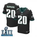 Men Nike Philadelphia Eagles #20 Brian Dawkins Black 2018 Super Bowl LII Elite Jersey