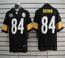 Nike Steelers #84 Antonio Brown Black With Hall of Fame 50th Patch NFL Elite Jersey