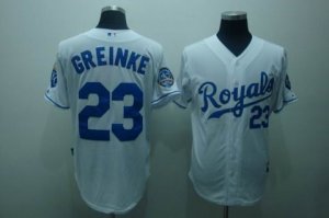 mlb kansas city royals #23 greinke white[40th patch cool base]