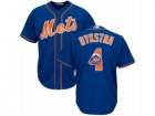 Mens Majestic New York Mets #4 Lenny Dykstra Authentic Royal Blue Team Logo Fashion Cool Base MLB Jersey