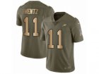 Men Nike Philadelphia Eagles #11 Carson Wentz Limited Olive Gold 2017 Salute to Service NFL Jersey