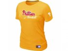 women Philadelphia Phillies Nike Yellow Short Sleeve Practice T-Shirt