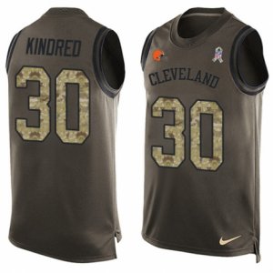 Mens Nike Cleveland Browns #30 Derrick Kindred Limited Green Salute to Service Tank Top NFL Jersey