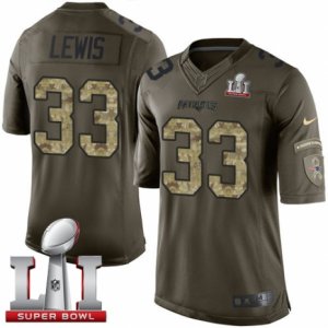 Mens Nike New England Patriots #33 Dion Lewis Limited Green Salute to Service Super Bowl LI 51 NFL Jersey