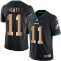 Nike Philadelphia Eagles #11 Carson Wentz Black Mens Stitched NFL Limited Gold Rush Jersey