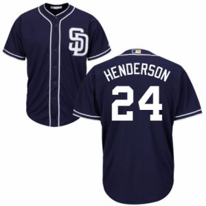 Men\'s Majestic San Diego Padres #24 Rickey Henderson Authentic Navy Blue Alternate 1 Cool Base MLB Jersey