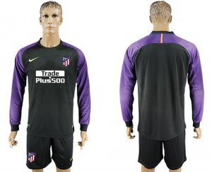 2017-18 Atletico Madrid Black Long Sleeve Goalkeeper Soccer Jersey