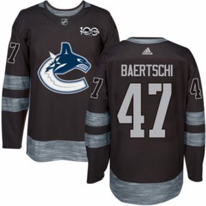 Mens Adidas Vancouver Canucks #47 Sven Baertschi Authentic Black 1917-2017 100th Anniversary NHL Jersey