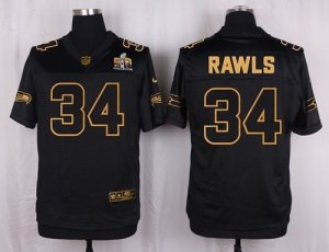 Nike Seattle Seahawks #34 Thomas Rawls Black Pro Line Gold Collection Jersey(Elite)