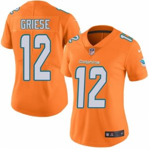 Women\'s Nike Miami Dolphins #12 Bob Griese Limited Orange Rush NFL Jersey