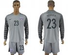 Chile #23 Herrera Grey Goalkeeper Long Sleeves Soccer Country Jersey