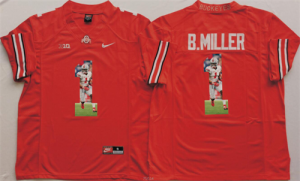 Ohio State Buckeyes # 1 B.Miller Red New Portrait Number College Jersey