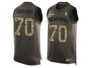 Mens Nike Seattle Seahawks #70 Rees Odhiambo Limited Green Salute to Service Tank Top NFL Jersey