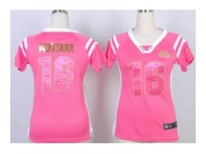 Nike women jerseys san francisco 49ers #16 joe montana pink[fashion Rhinestone sequins]