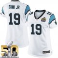 Women Nike Panthers #19 Ted Ginn Jr White Super Bowl 50 Stitched Jersey