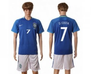 Brazil #7 D.Costa Away Soccer Country Jersey