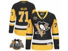 Womens Reebok Pittsburgh Penguins #71 Evgeni Malkin Authentic Black Gold Third 50th Anniversary Patch NHL Jersey