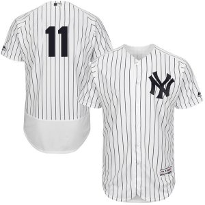 Men\'s Majestic New York Yankees #11 Brett Gardner White Navy Flexbase Authentic Collection MLB Jersey