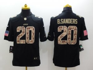 Nike Detroit Lions #20 Barry Sanders Black Salute to Service Jerseys(Limited)