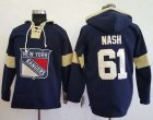 Mens New York Rangers #61 Rick Nash Navy Blue Pullover Hoodie Stitched NHL Jersey