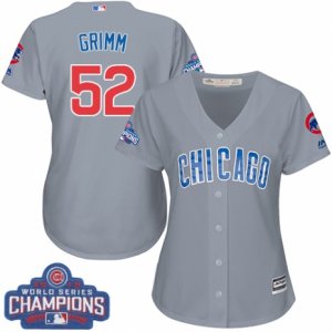 Womens Majestic Chicago Cubs #52 Justin Grimm Authentic Grey Road 2016 World Series Champions Cool Base MLB Jersey