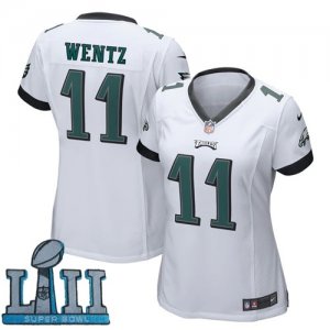 Nike Philadelphia Eagles #11 Carson Wentz White Wo 2018 Super Bowl LII Game Jersey